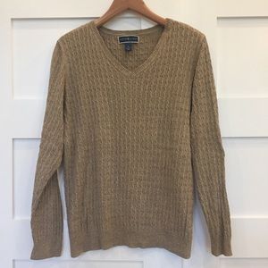 Karen Scott V-Neck Tan Heathered Sweater